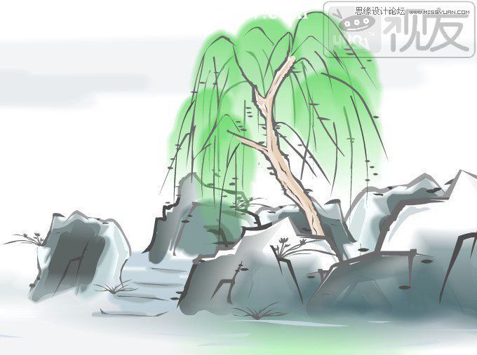 Flash繪制卡通風(fēng)格的石頭和山脈,PS教程,思緣教程網(wǎng)